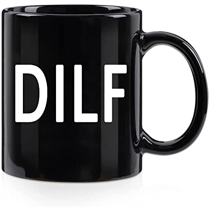 DILF Tasse Valentinstag Geschenke für Ehemann Ihn Vater Männer Neuheit Geburtstag Vatertag Weihnachten Geschenke für Ehemann Ihn Vater von Frau 325 ml mit Geschenkbox schwarz