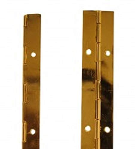 Lot de 2 charnières de piano EB en acier plaqué laiton 150 x 38 mm