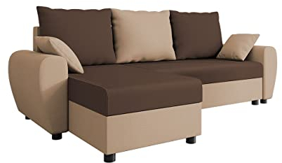 Mirjan24 Ecksofa Satorin, Eckcouch, Ottomane Universal, L-Form Couch für Wohnzimmer, Polsterecke mit Bettfunktion, Sofa mit Bettkasten und Schlaffunktion, Wohnlandschaft (Haiti 3 + Haiti 5)