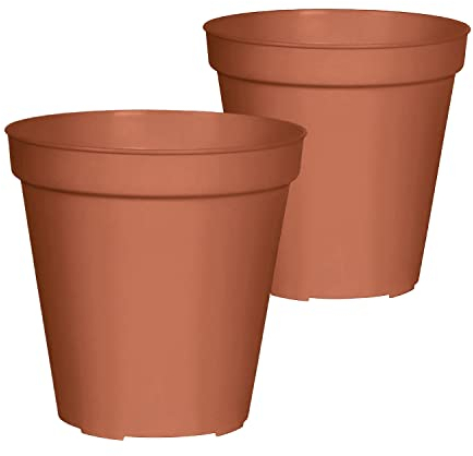 TIENDA EURASIA® Pack de 2 Macetas para Interior y Exterior, Fabricados en PP, Tiesto para Jardin, Patio, Ventana, Balcon en Color Liso (Ø20 cm, Terracota)