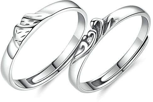 Gualiy Silber Ringe 925 Sterling, Verlobungsringe Silber mit Gravur Berg und See Ring für Herren Damen
