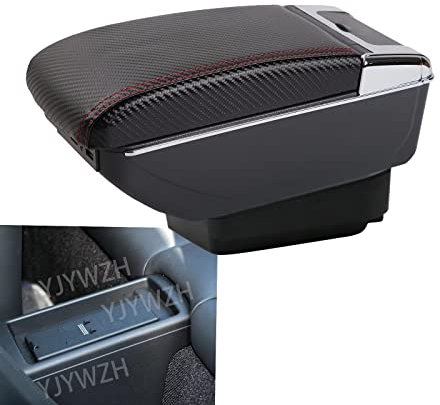 YJYWZH compatible with accoudoirs Audi TT double couche console centrale Grande boîte de rangement avec porte-gobelet Motif fibre de carbone