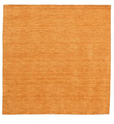 RUG PRINCE Wollteppich Gabbeh Uni 200x200 Handgewebt Quadratisch Gelb Einfarbig Handarbeit b