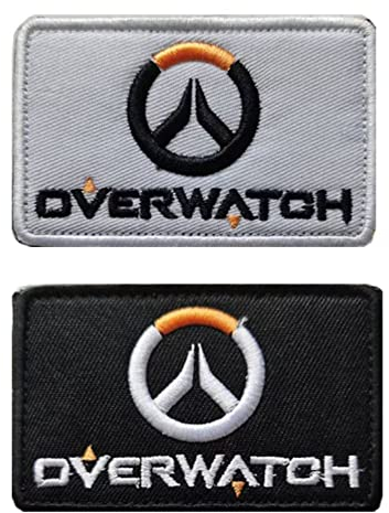 Heiorpai 2 x Overwatch Game Logo Patch bestickt dekorative Klettverschlüsse Backing Patch