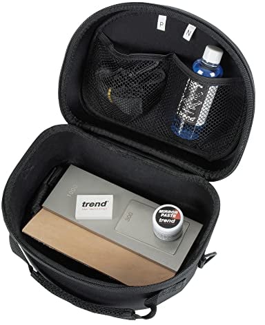 Trend Schleifstein/Kreditkarten-Schleifstein-Set: Diamant-Schleifstein, Diamant-Kreditkarten-Stein, Lederstropen, Lappflüssigkeit, Spiegelpaste & Aufbewahrungskoffer, DWS/KIT/J