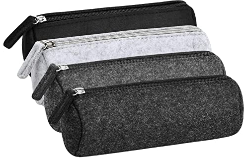 heavenlife 4 Stück Filz Mäppchen, Schlampermäppchen Klein für Schule Büro, Brillenetui Filz Federmäppchen Tasche Filz mit Reißverschluss für Damen (Runder Stil)