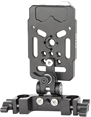 Nitze V Mount Battery Plate mit 15 mm Stangenklemme und Verstellbarem Arm, Schnellwechsel V Mount Batterieplatte mit 1/4 Zoll und 3/8 Zoll Gewinden, V Mount Platte aus für DSLR Kameraakku– N21-A3