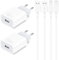 Cargador Phone, Enchufe USB con 2M Cable Compatible con Phone 11 XR X XS MAX 8 7 6 5 SE 6S Plus 5S, Pad Air/Mini/Pro, 4-Pack 5V/1A Charger Adaptador Cabezal Carga Pared Movil Universal Corrient