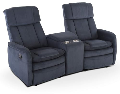 Raburg Kinosessel, 2er-Fernsehsessel mit Relaxfunktion & Liegefunktion, mechanisch, für 2 Personen, Taschenfederkern-Polsterung, Belastbarkeit je Sitzplatz 150 kg, Maxx, Cord-Mikrofaser|Marineblau