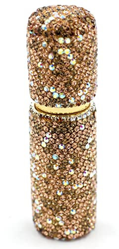 Bestbling Leere tragbare Sprühflasche mit Strasssteinen, Kosmetik-Parfüm-Sprühflasche, ätherisches Öl, Glas, Parfümflasche, 10 ml (Gold)