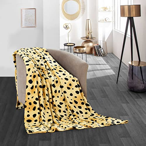 FEBE Kuscheldecke Leopard Tagesdecke mikrofaser sofadecke kuschelig flauschig Decke für Couch Blanket 130x180 cm