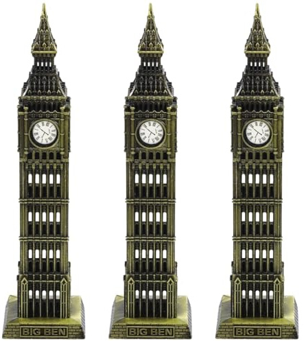 Homoyoyo 3 Stück London Big Ben Real Clock Tower Statue England Landsmarks Modell Metall UK Gebäudemodell Sammlerfigur für Heimdekoration, Tourismus, Souvenir Dekoration