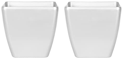 Beliani Lot de 2 Cache-Pots Argentés en Fibre d'argile et Verre Carrés Style Moderne Astras