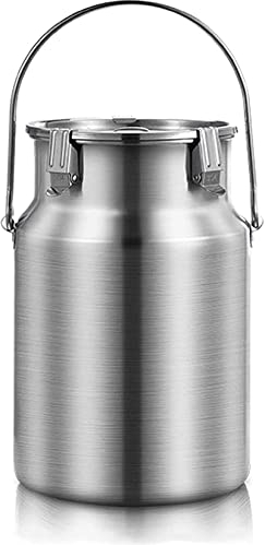 Samnuerly Milchkanne aus Edelstahl 304 für die Lagerung flüssiger Feststoffe, Milchtransporteimer, Weineimer, Milchtopf, Milchkanister, Fass, Tragetasche mit versiegeltem Deckel und Einzelgriff (3 l)