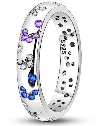 NARMO 925 Sterling Silber Ringe für Frauen Schmetterling Ring Cubic Zirkonia Statement Stapelbare Finger Ring Größe 52mm