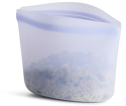 Stasher Premium Silicone Bol Lavande Réutilisable, 2 Tasses, Sac à Snacks, Stockage Alimentaire, Durable, Résistant au Four, Lave-vaisselle & Congélateur, Écologique, Sans-Fuite, 473 ml