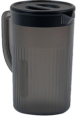 Jarra de Plástico de 2,7 L con Tapa, Jarra de Agua Fría Resistente a Altas Temperaturas de Gran Capacidad para Jugo, té, Apariencia Exquisita (Negro)