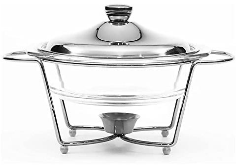 Chafing Dish Buffet Set, 2 Pintes Finition Verre Chafing Dish, Chafers Ronds Avec Support De Carburant Et Couvercle Pour Buffet/mariages/fêtes/banquets/événements De Restauration ( Color : Silver )