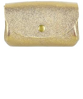 FrasiBags Porte-monnaie Mini accordéon avec double compartiment et 3 poches en cuir véritable métallisé fabriqué en Italie, or, porte-monnaie