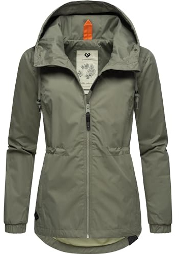 Ragwear Damen Übergangsjacke leichte Jacke kurz wasserdicht (Wassersäule: 4.000 mm) mit Kapuze Danka YOUMODO Olive24 Gr. L