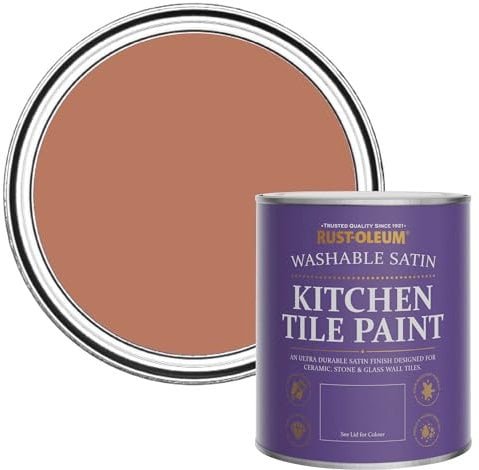 Rust-Oleum Peinture Rouge Résistante à l'eau pour Faïence de Cuisine, Finition Satinée - Sienne 750ml