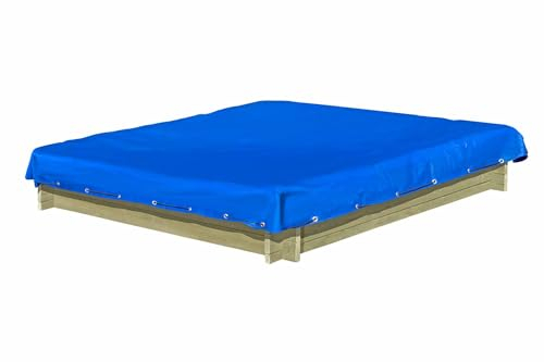 Gartenwelt Riegelsberger Sandkasten Werner 120x120x25 cm aus Kiefernholz imprägniert mit Plane blau und Vlies Sandkiste für Kinder Holz Buddelkiste TÜV geprüft