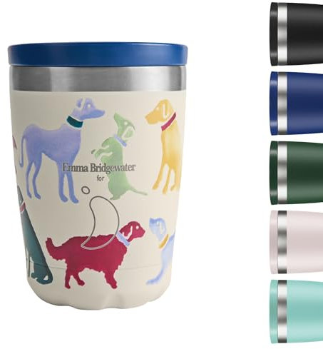 Chilly's Original Tasse à Café - Tasses de Voyage Réutilisables avec Couvercle - Tasse Isotherme à Double Paroi Isolée sous Vide - Acier Inoxydable - 340ml - Polka Dogs