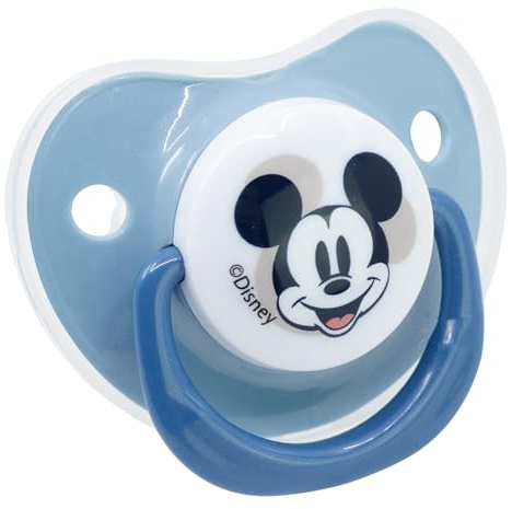 STOR Set 2 Ciucci con Tettarella Anatomica Silicone Topolino Disney Baby 0-6 Mesi con Custodia Senza BPA