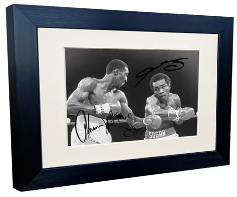 The Showdown Sugar Ray Leonard vs Thomas Hitman Hearns Boxing signiertes Signatur-Foto-Bilderrahmen Poster The Four Kings Hagler Hearns Leonard Duran 1