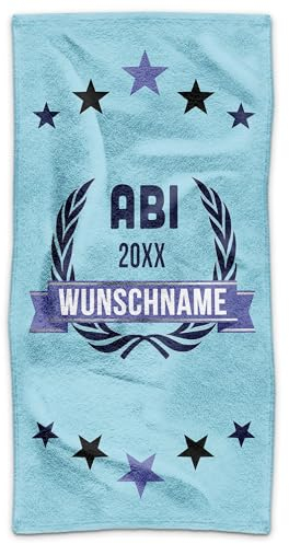 PR Print Royal Personalisiertes Handtuch - ABI mit Name und Jahr selbst gestalten - Abitur bestanden Geschenke, ABI Abschlussgeschenk | Fotohandtuch 140 x 70 cm