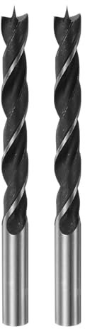 sourcing map 2pcs Brad Point Drill Bits 10mm(25/64) Dia Straight Steel Round Shank Drill Metric Brad Point 3.5 Drilling Depth Spiral Twist Drill Bits for Carpenter Woodworking Plastic Rubber