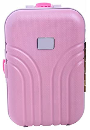 SunaOmni Puppen-Trolley, Baby-Koffer, Spielzeug-Kunststoff-Rollkoffer, Mini-Gepäckbox, Kleinkind-Koffer, Mini-Koffer, Spielzeug-Koffer, Puppenkoffer für Kindertag, Geburtstagsgeschenk, Rosa