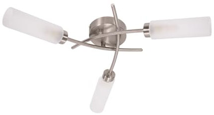 ValueLights | 3 Way Curved Cross Over Design Brushed Chrome Ceiling Light Fitting | Close-to-Ceiling Lights, Home Décor & Improvement Essential | Includes Bulb