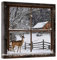 ZQQART Winter Leinwandbild Hirsch im Schnee Bilddrucke Kardinalgemälde rustikale Winterlandschaft Posterdrucke Schlafzimmerdekor gerahmt(Weiß,30x30cm)