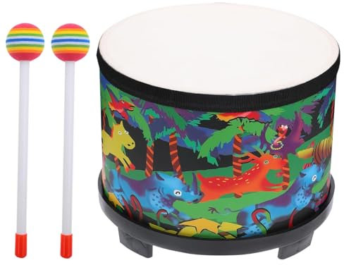 Tambour pour , Batterie de Musique pour - Tambour de Musique pour Instrument à Percussion de 8 Pouces,Ensemble de Batterie Musicale en Bois pour bébés avec 2 maillets pour Tout-Petit