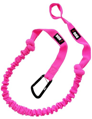 Longe (Laisse) pour Chien de Traction Canicross Cani-Jogging avec Amortisseur One, Marque Française I-DOG (Rose)