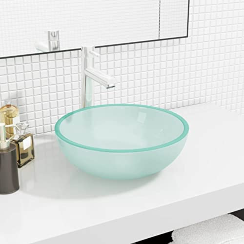 AUVYI Lavabo pour toilettes d'invités, en verre trempé, 35 x 12 cm, mat, vasque à poser, meuble de salle de bain, vasque d'invités, WC, vasque décoratif, large application, salle de bain, moderne