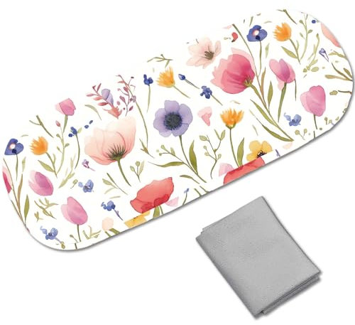CREATCABIN Custodia Rigida Occhiali Vista Fiori Custodia in Pelle Occhiali Sole Sottile Portatile A Conchiglia Protettiva Panno La Pulizia Donne e Uomini Regalo 16.2x6.4x3.9cm