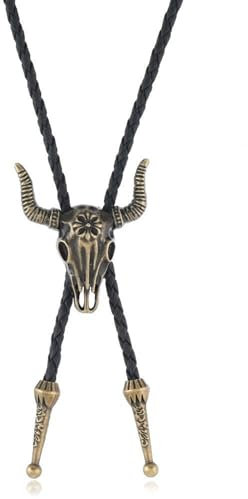 CAIKAILIOR Cowboy Bolo Tie,Cowboy Kostüm Herren Halskette Accessoires,Leder Krawatte Cowboy Schädel,Krawatten Anhänger Kette Deko,für Westernhemd Herren,Cowboy Hemd,Western Hemd,Western Outfit Damen