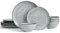 Richmount Dinner Set for 4, Ocean Round Series, 12 Piece Plates and Bowls Set, Reactive Glaze Stoneware Dinner Set, Dishwasher & Microwave Safe, Stylish & Durable Dinnerware Sets, Service for 4, Grey