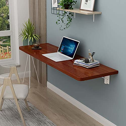 Wandmontierter, klappbarer Arbeitstisch für Laptop, multifunktionaler Teak-Wandtisch, 90,2 x 30,5 cm, platzsparendes Design