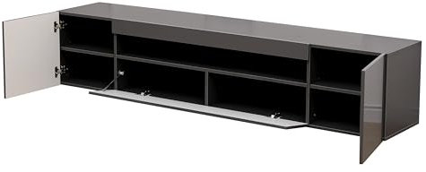 MMT Black TV Stand 78.8 with LED Lights, Soundbar Shelf, TV Cabinet for 90 TV, Mueble para TV, Sleek White and Grey Finish, Modern LED TV Stand for Living Room - DAIQ2.0M (Gray/Grey)