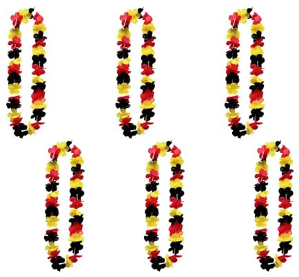 6 Stück Deutschland Fanartikel Blumenkette,Deutschland Hawaii Ketten,Flagge Girlanden Schwarz Rot Gelb,Deutscher Nationalfeiertag Deko,Kette Accessoires,Nationalmannschaft Fanpaket für Fußballpartys