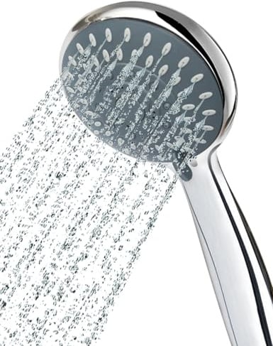 Newentor Shower Head Rainfall Shower Round with Multiple Sprays for Bathing Silver