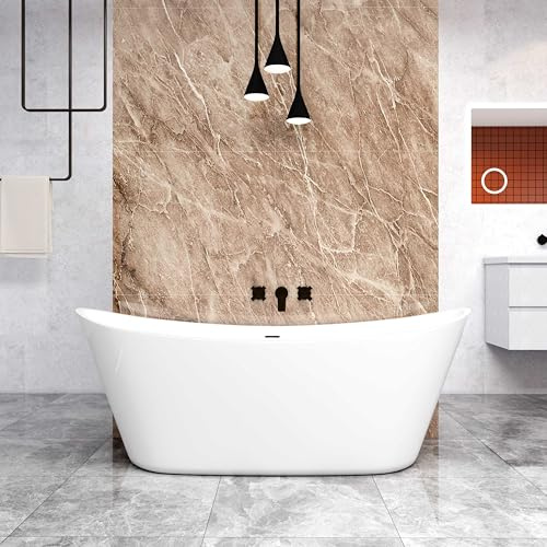 Baignoire îlot design ovale L.170 x l.72 x H.65cm Capacité Maximum de 280 Litres - Blanc - En Acrylique - AICA baignoire avec Bonde et trop plein