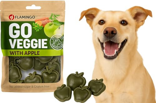 Flamingo Leckerli Hund – Veggie Apfel Grün groß – 120g – glutenfrei – kalorienarm – Zahnpflege Snack