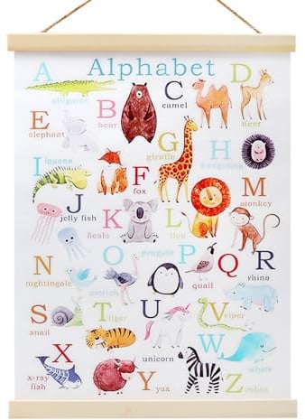 ZMDMAH Abc Poster für Kinder 30×40cm Anlauttabelle Lernposter Kinder Alphabet Poster Buchstaben Lernen Geeignet für Poster Kinderzimmer,Bilder Kinderzimmer,KindergäRten, Vorschulen, Grundschulen