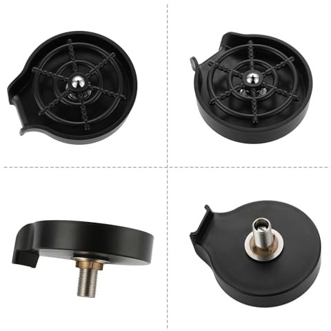Glass Washer, Cup Washer For Sink Bar Glass Washer 1 Electric Glass Washer,Automatic Glass Rinser,Powerful Cup Washer For Kitchen Sink, Stainless Steel Baby Bottle Cleaner Sinks (Black)