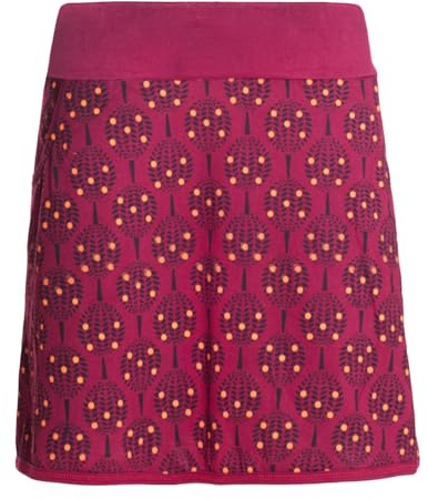 Vishes Alternative Bekleidung - Damen Mini-Rock Baumwolle Blumen-Muster elastischer Bund mit Taschen dunkelrot 38