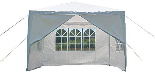 Panana 10''x10'' Gazebo with 4 Side Panels Waterproof PE Garden Marquee Canopy Party Wedding Tent Marquee 3X3m (White)